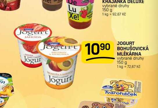 JOGURT BOHUŠOVICKÁ MLÉKÁRNA vybrané druhy 150 g