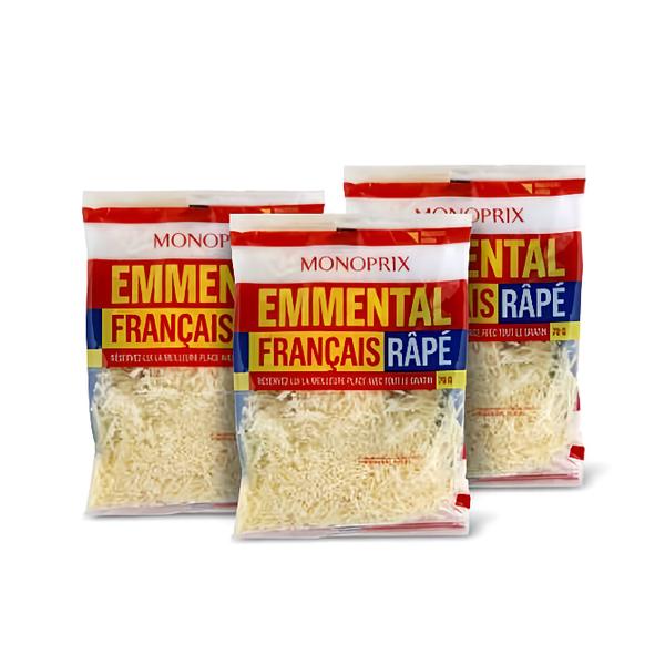 Monoprix Francouzský strouhaný ementál, 3x70g