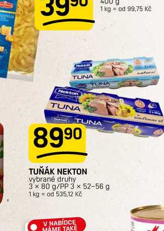 TUŇÁK NEKTON vybrané druhy 3x 80 g/PP 3 x 52-56 g