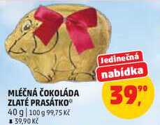 MLÉČNÁ ČOKOLÁDA ZLATÉ PRASÁTKO, 40 g  