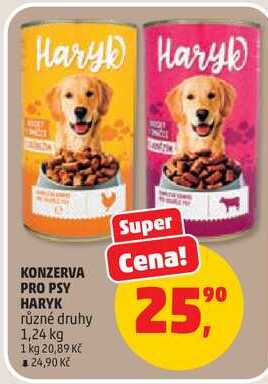 KONZERVA PRO PSY HARYK různé druhy, 1,24 kg