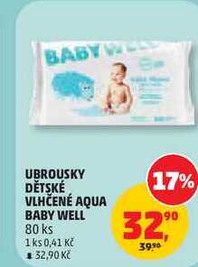 UBROUSKY DĚTSKÉ VLHČENÉ AQUA BABY WELL, 80 ks