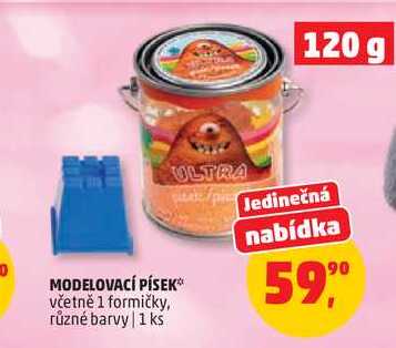 MODELOVACÍ PÍSEK včetně 1 formičky, různé barvy, 1 ks