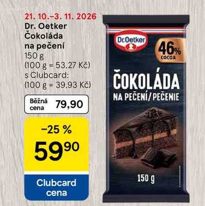 Dr. Oetker Čokoláda na pečení, 150 g
