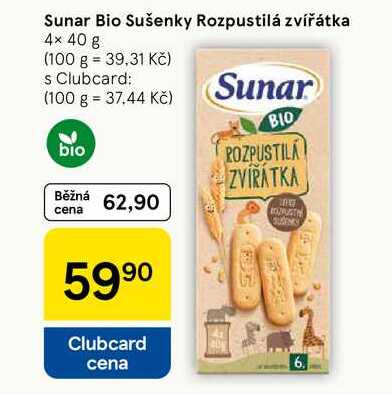 Sunar Bio Sušenky Rozpustilá zvířátka, 4× 40 g