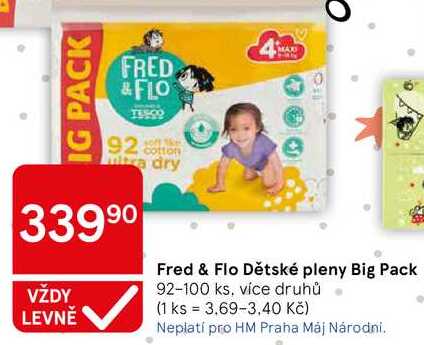 Fred & Flo Dětské pleny Big Pack, 92-100 ks, více druhů