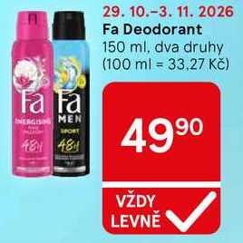 Fa Deodorant, 150 ml, dva druhy