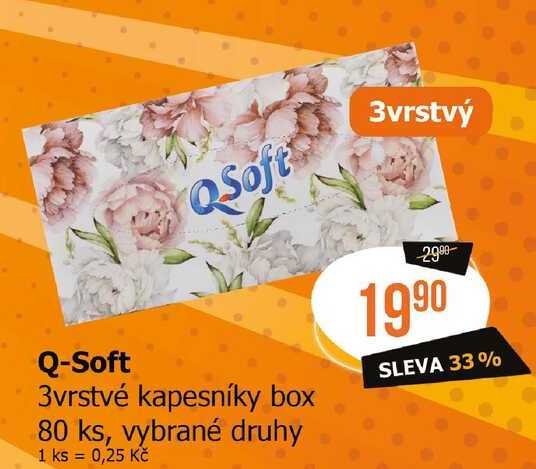QSoft 3vrstvé kapesníky box 80 ks, vybrané druhy 