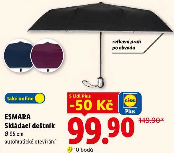 ESMARA Skládací deštník, Ø 95 cm