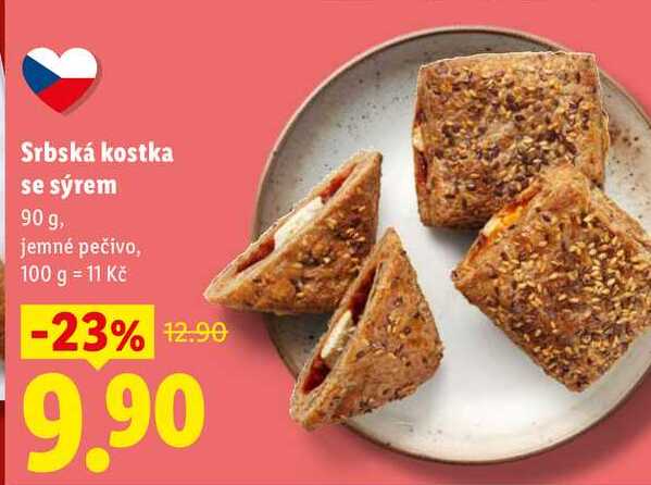 Srbská kostka se sýrem, 90 g, jemné pečivo