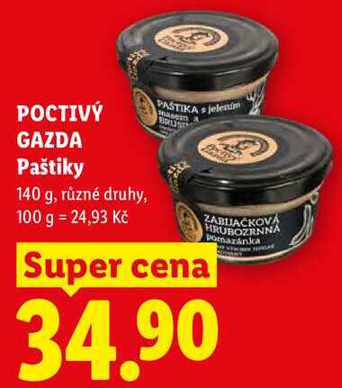 POCTIVỲ GAZDA Paštiky, 140 g, různé druhy
