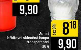 Admit hřbitovní skleněná lampa transparentni 30 g