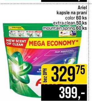 Ariel kapsle na praní color 60 ks extra clean 50 ks mountain spring 60 ks 