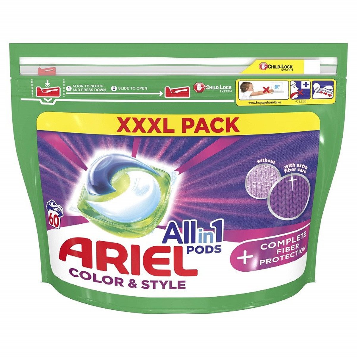 Ariel AllIn1 Technologie ochrany vláken kapsle na praní