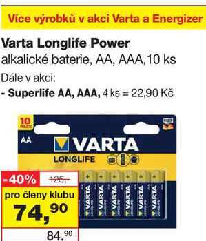 Varta Longlife Alkalické baterie AAA 1,5V 10 ks