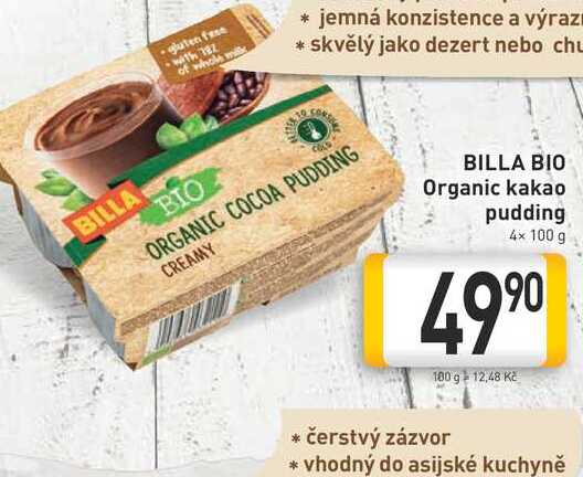 BILLA BIO Organic kakao pudding 4x 100 g 