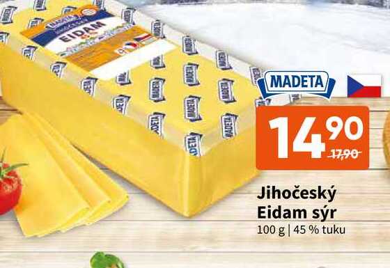  Jihočeský Eidam sýr 100 g 45 % tuku 
