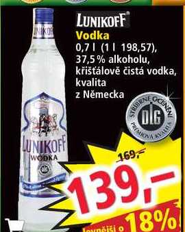 LUNIKOFF Vodka, 0,7 l