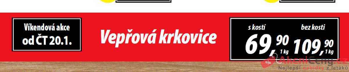 Vepřová krkovice 1 kg s kostí 69,90 bez kosti 109,90