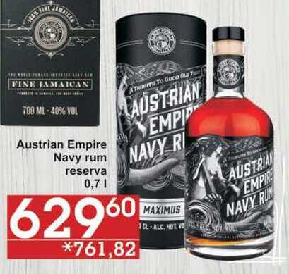 Austrian Empire Navy rum reserva, 0,7 l