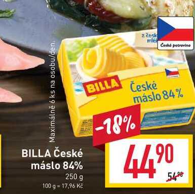 BILLA České máslo 84% 250 g  v akci