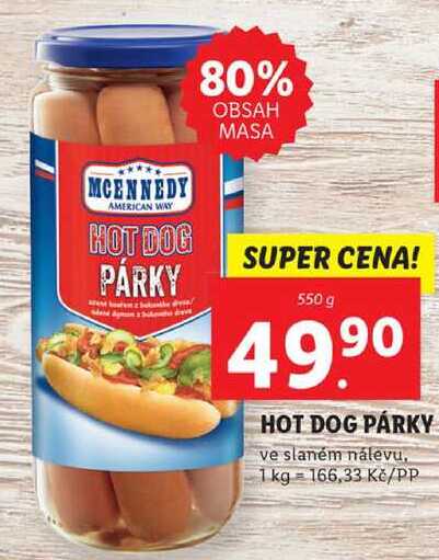 HOT DOG PÁRKY ve slaném nálevu, 550 g