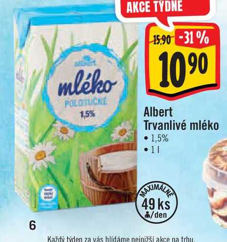 Albert Trvanlivé mléko 1 l