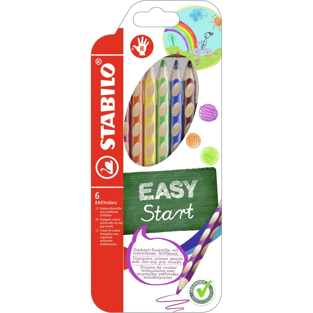 STABILO® EASYcolors ergonomické pastelky pro praváky – 6 ks pouzdro