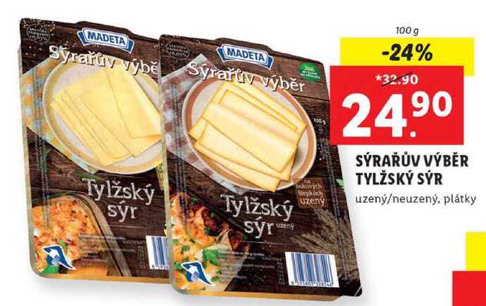SÝRAŘŮV VÝBĚR TYLŽSKÝ SÝR uzený/neuzený, plátky, 100 g