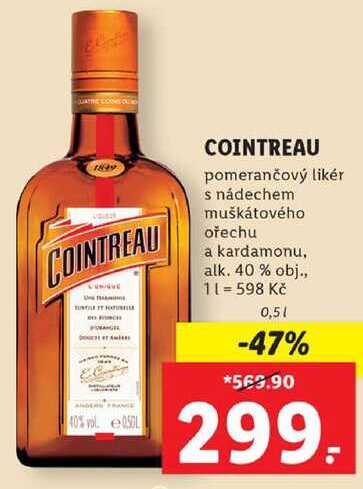 COINTREAU pomerančový likér s nádechem muškátového ořechu a kardamonu, 0,5 l