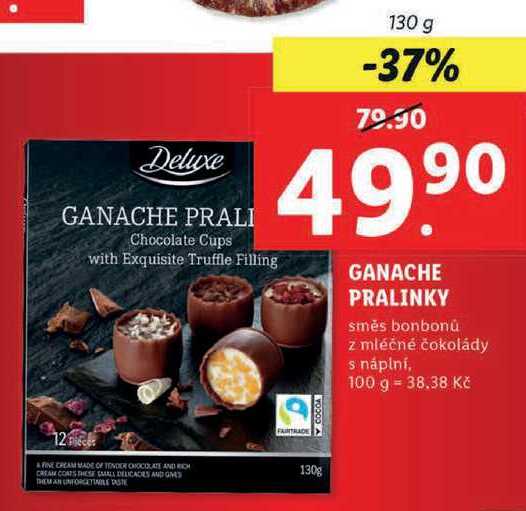 GANACHE PRALINKY směs bonbonů z mléčné čokolády s náplní, 130 g