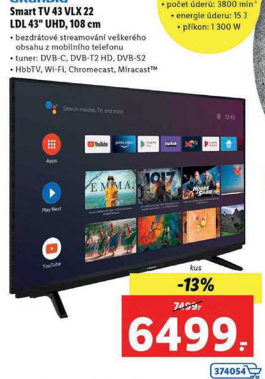 Grundig 43 Ultra Hd Smart Tv 43 Vlx 22 Ldl Smart TV 43 VLX 22 LDL 43" UHD, 108 cm v akci | AkcniCeny.cz