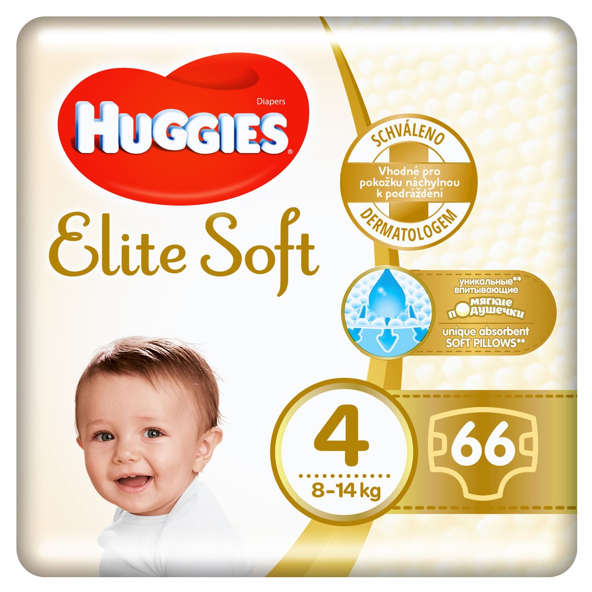 Huggies Elite soft jednorázové plenky 4 (8–14 kg)