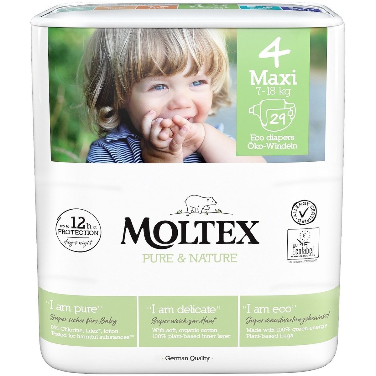 Moltex Pure & Nature EKO Jednorázové dětské plenky maxi 7–18 kg (velikost 4)
