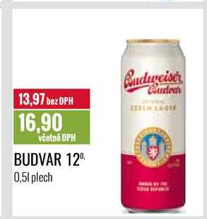 BUDVAR 12⁰ Pivo plech 0,5l