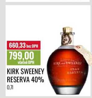 KIRK SWEENEY RESERVA Rum 40% 0,7l