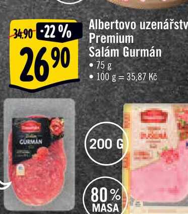  Albertovo uzenářství Premium Salám Gurmán 75 g