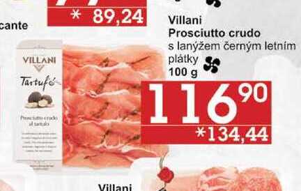 Villani Prosciutto crudo s lanýžem černým letnim plátky, 100 g