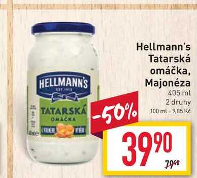 Hellmann's Tatarská omáčka 405 ml 2 druhy 