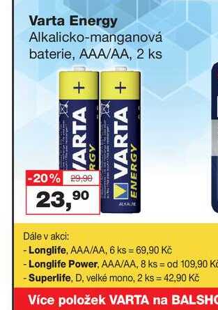 Varta Energy Alkalicko-manganová baterie AAA/AA, 2 ks
