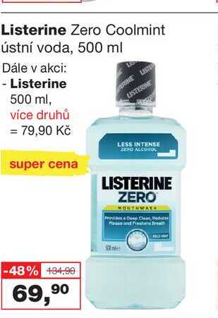 Listerine Zero Coolmint ústní voda, 500 ml