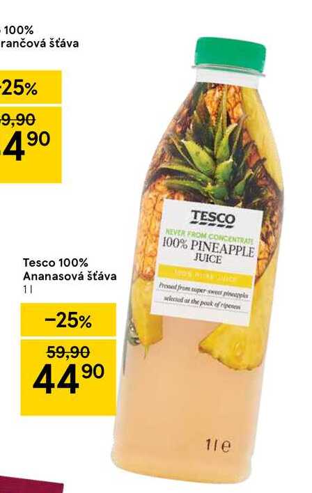 Tesco 100% Ananasová šťáva 1 1
