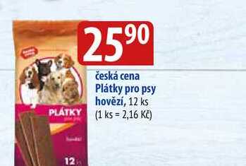 Česká cena Plátky pro psy hovězí, 12 ks 