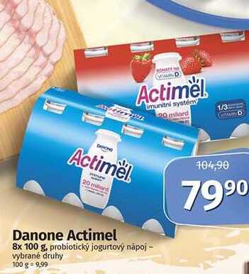 Danone Actimel 8x 100 g, probiotický jogurtový nápoj vybrané druhy