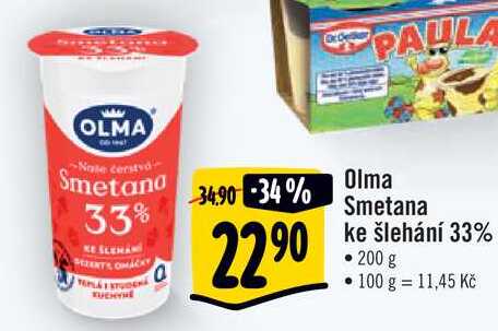 Olma Smetana ke šlehání 33%, 200 g  v akci