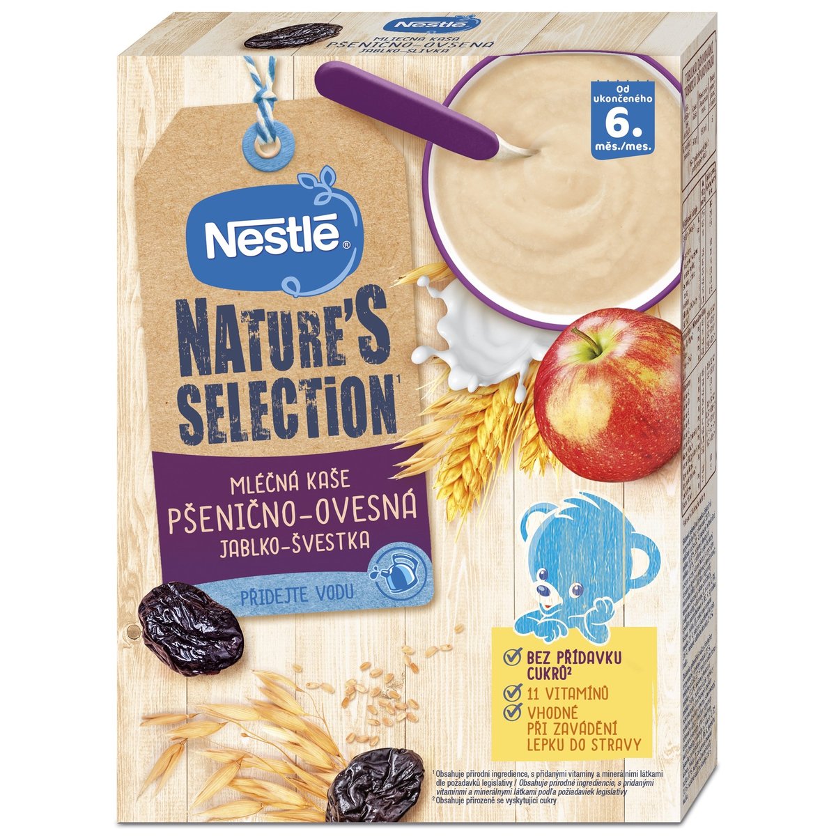 Nestlé Nature's selection Mléčná kaše pšenično-ovesná jablko a švestka