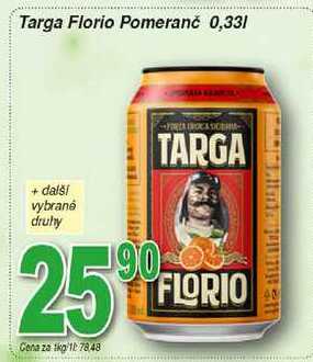 Targa Florio Pomeranč Sycený nealkoholický nápoj plech 0,33l