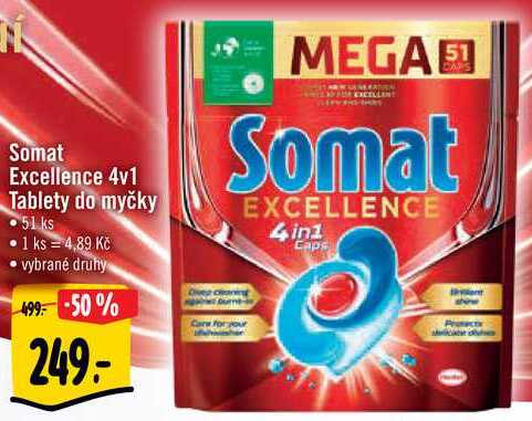 Somat Excellence 4v1 Tablety do myčky, 51 ks