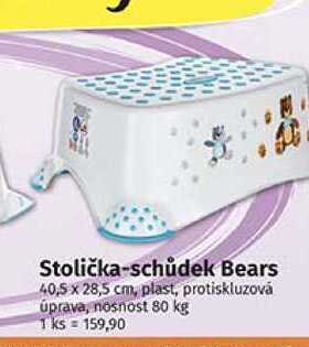 Stolička schůdek Bears 40,5 x 28,5 cm, plast, protiskluzová úprava, nosnost 80 kg