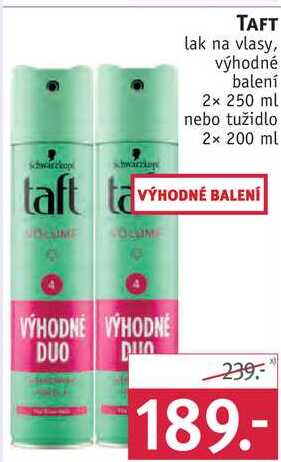 TAFT lak na vlasy, 2x 250 ml